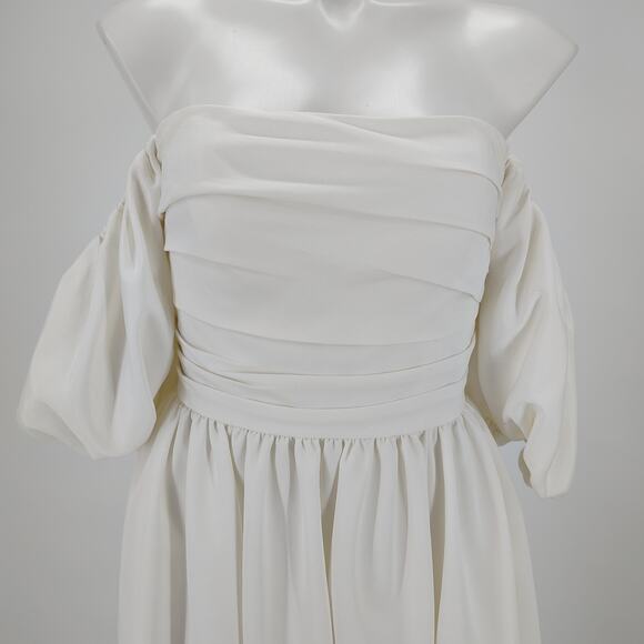 Jenny Yoo Marcelle Detachable Puff Sleeves Midi Ivory Dress Size 6 - Picture 9 of 16